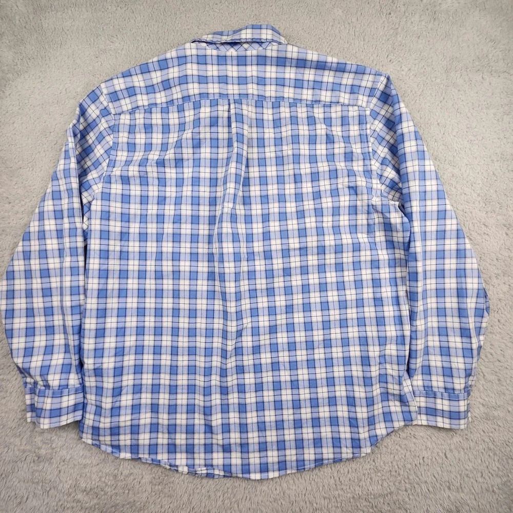 Dockers Button Down Shirt Mens XL Blue Plaid Long Sleeve Classic Fit Preppy